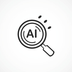 AI Search Icon outline with white background – Magnifying Glass with AI Technology color abstract icon, Vector sign. Symbol, logo illustration. Vector graphics for Presentation and other