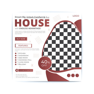 Real estate home sale social media post banner design template For digital marketing. with elegant, abstract, Business