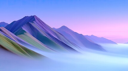 Mist Shrouded Mountain Ridge at Dawn