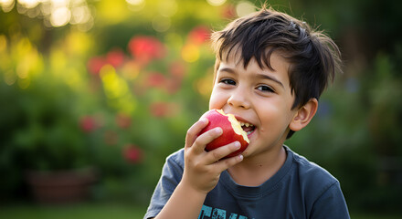 boy eating apple