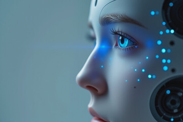 Fototapeta premium AI Face Recognition by Robotic Eye