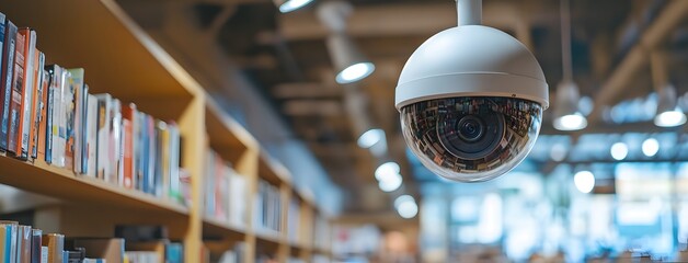 Surveillance camera monitoring library interior space