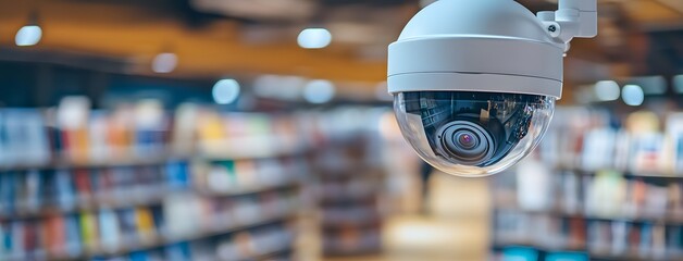 Surveillance camera monitoring library interior space