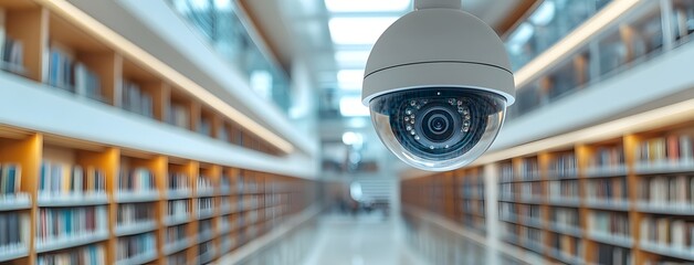 Surveillance camera monitoring library interior space