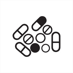 Medical Pills and Capsules Vector Icon Set Pharmacy and Healthcare