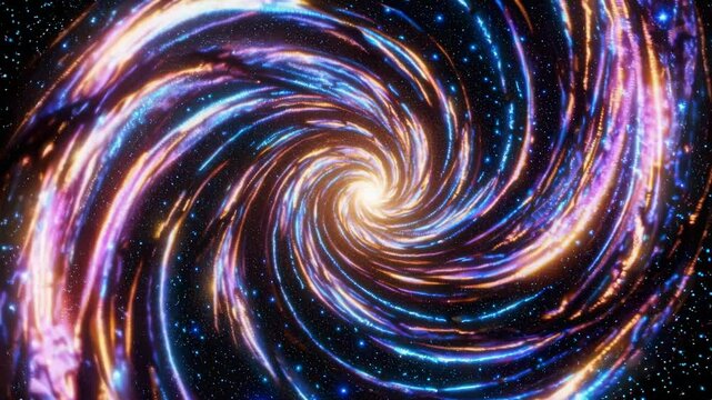 Swirling galaxy spiral with glowing stars in vibrant colors  
