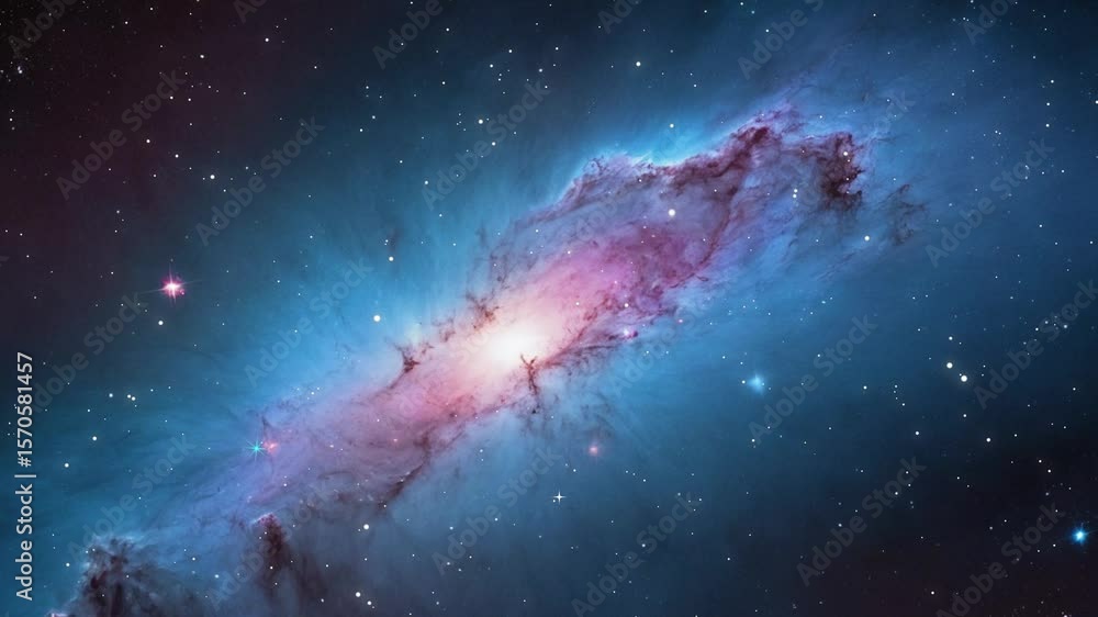 Wall mural flying through the stars and colorful nebulae in space. galaxy exploration through outer space towar