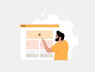 No-code development enables drag-and-drop builder tools for workflows. No-code development helps creators build apps, automate tasks and launch low-code websites easily. Vector illustration