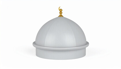 3D Render of Mosque Dome Architectural Detail on Clean White Background