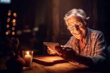 senior woman useing a tablet pc at home