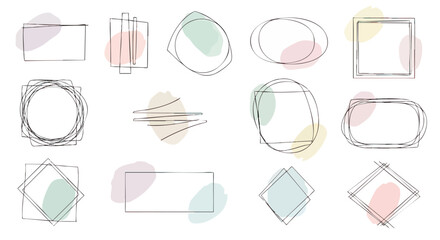 Modern Hand-Drawn Abstract Shapes Background with Soft Pastel Watercolor Elements and Minimalist Design.