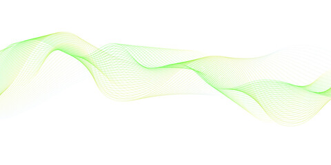 Abstract white background with green-yellow flowing waves