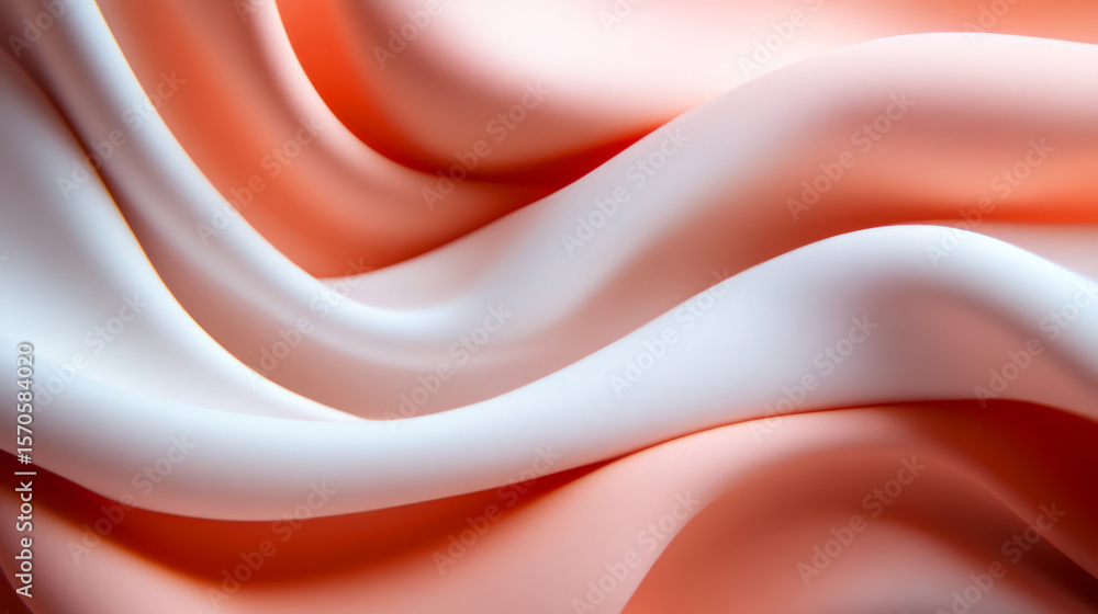 Poster soft silk drapery in gentle peach and cream tones creating a wavy textured background