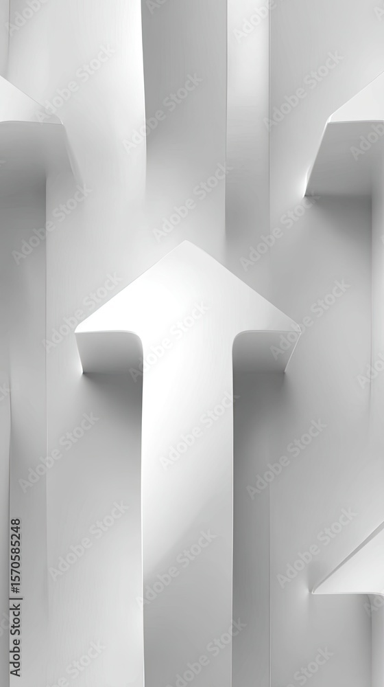 Poster repeating upward pointing white arrow pattern