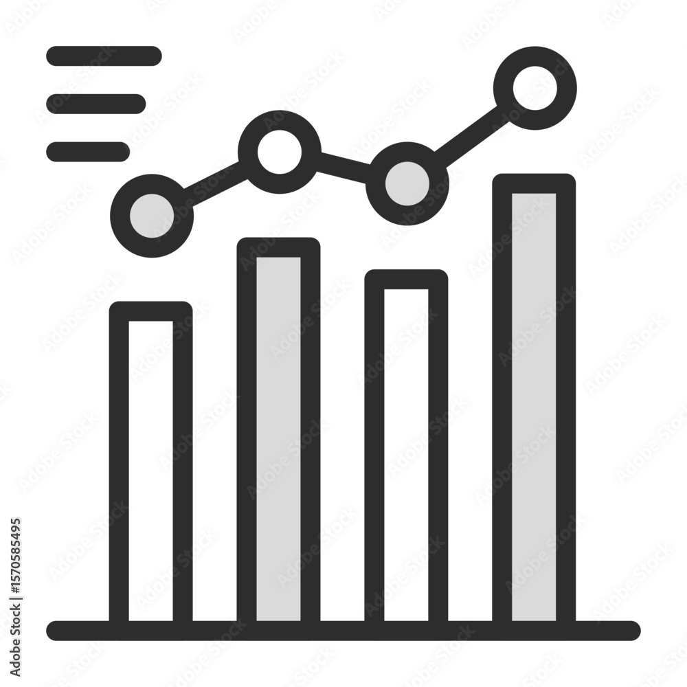 Poster business growth chart icon bar graph line progress analysis simple design
