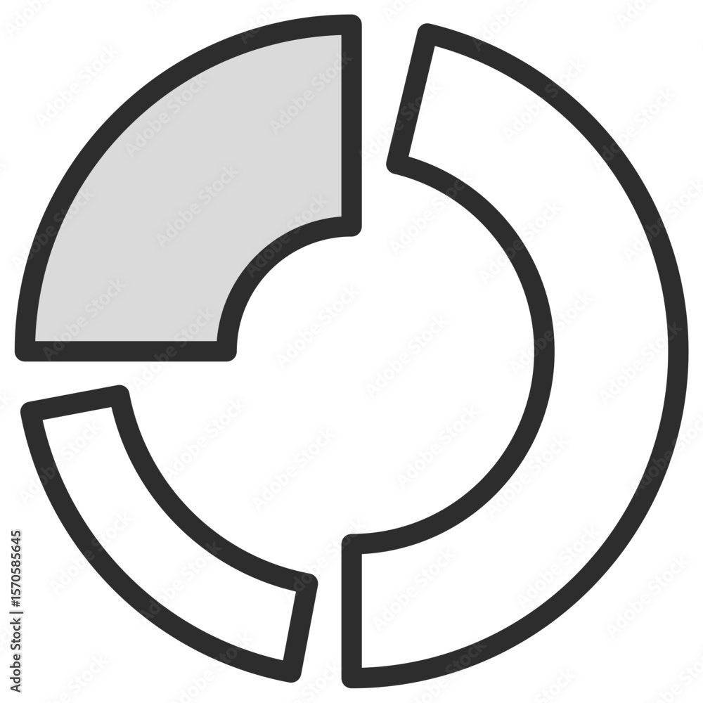Poster pie chart icon data analysis progress indicator statistics infographic element isolated