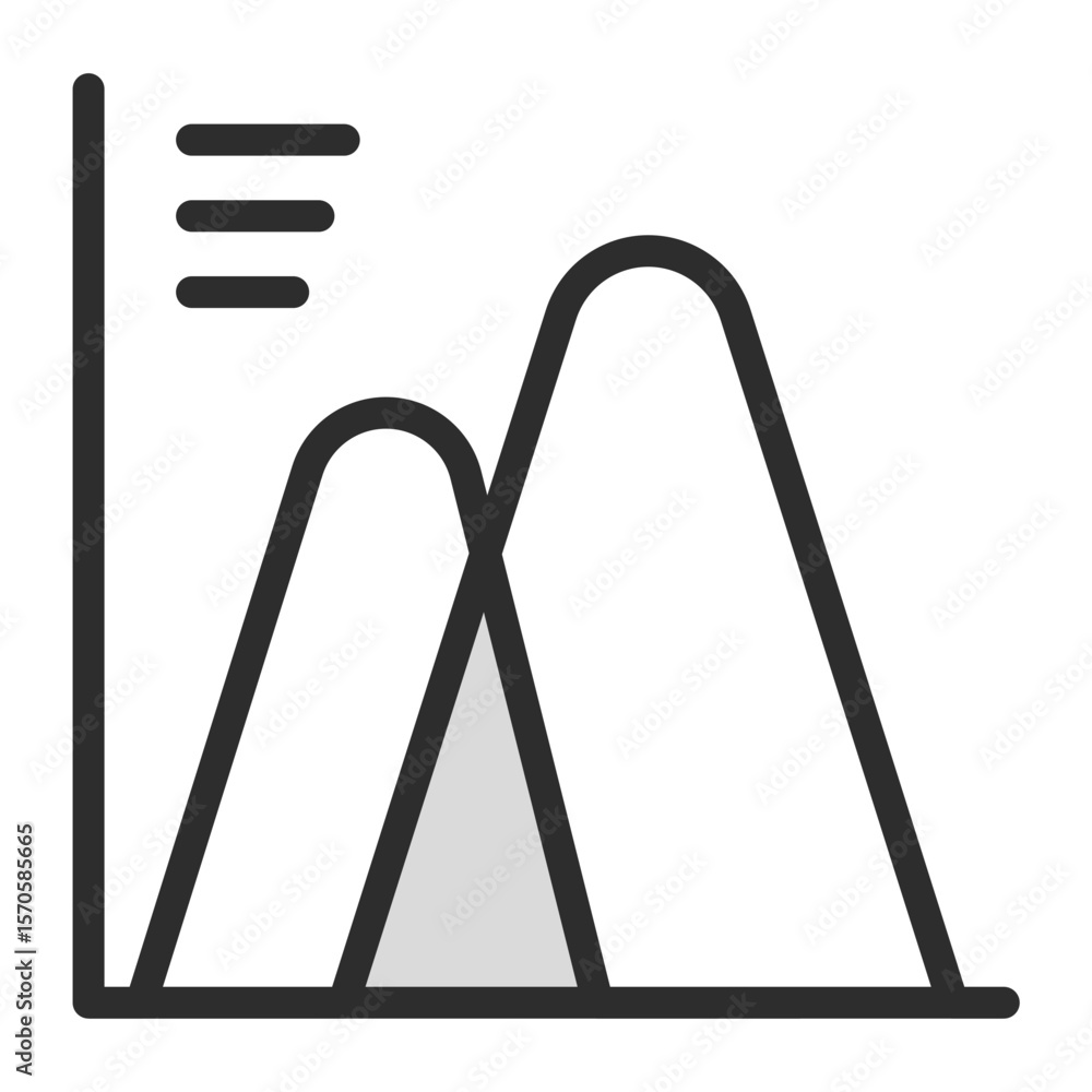 Poster bell curve graph icon data overlap analysis statistic business outline