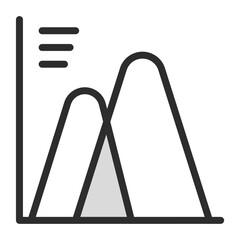 Bell Curve Graph Icon Data Overlap Analysis Statistic Business Outline