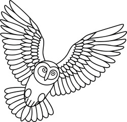 Obraz premium Barn owl flying with wings spread wide bird outline