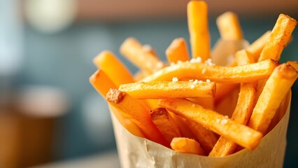 closeup shot of delicious french fries, National French Fry Day, commercial product photography