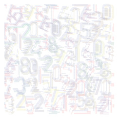 A colorful repeat alphabet print pattern design of various numbers in a striped pattern, creating a visually engaging digital design.