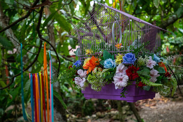 Colorful Floral Birdcage in the Dominican Republic