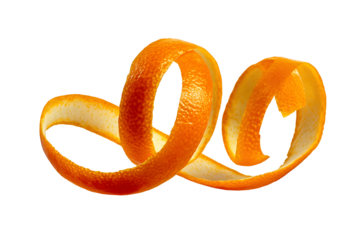 Spiral orange peel isolated on transparent backgrou