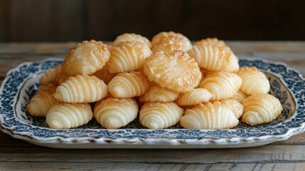 Pastries and Cookies on Patterned Plate