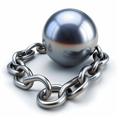 prison shackle with chain rendering on white