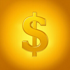 shing 3d Golden dollar symbol in a blurred golden background, for finance and business