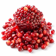 pomegranate seeds on white background