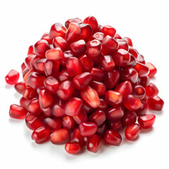 pomegranate seeds on white background
