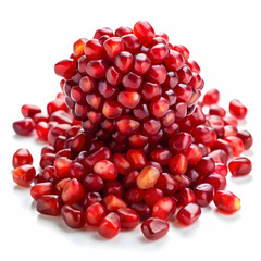 pomegranate seeds on white background
