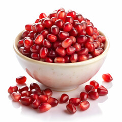 pomegranate seeds on white background