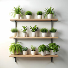 plant wall m shelf with blank space on white