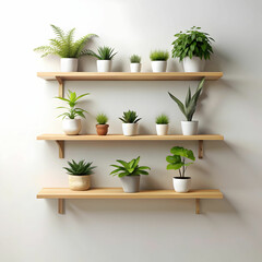 plant wall m shelf with blank space on white