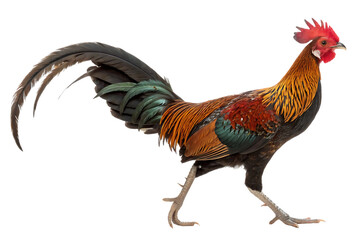 Fototapeta premium rooster with vibrant plumage profile