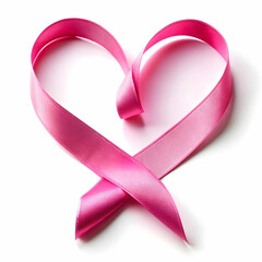 pink heart ribbon on white background