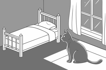Cat Staring at Empty Bed