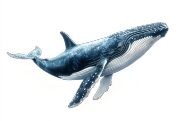 Majestic Humpback Whale Portrait Ocean Giants Marine Wildlife Underwater Beauty on white background. Generative AI