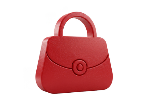 Shiny Red Handbag Accessory Transparent Background 3D Illustration