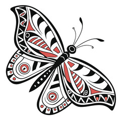 Obraz premium Abstract Line Art Butterfly Vector with Red and Blue Accents