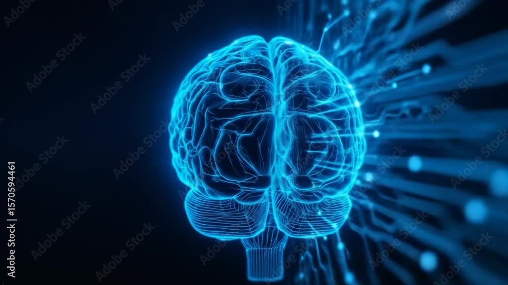 Poster ai brain connectivity artificial intelligence digital brain and neural network concept
