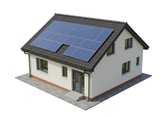 Solar Panel House 3D Render Clean Energy Efficient Sustainable