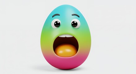 Fototapeta premium Rainbow egg with excited expression