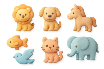 Cute animal icons illustration in simple grid design for kids and educational projects