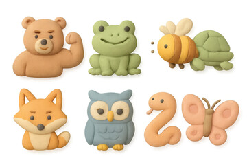 Cute animal icons illustration in a grid layout for design and decoration