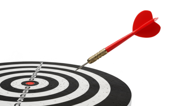Target with Dart Arrow in Bullseye Isolated Transparent Background