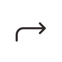 Simple right-curving arrow on black background