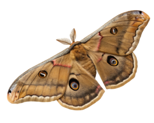Large Emperor Moth on White Background